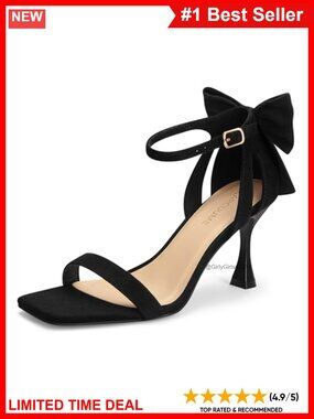 Square Toe Heeled Sandals Bow Ankle Strap Open Toe Wedding Heels